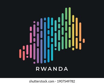 Digital modern colorful rounded lines Rwanda map logo vector illustration design
