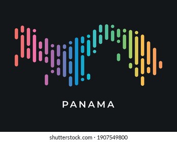 
Digital modern colorful rounded lines Panama map logo vector illustration design