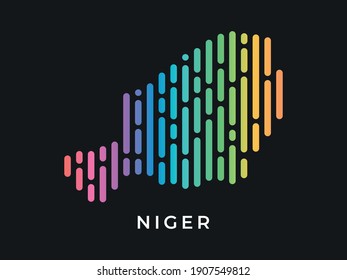 
Digital modern colorful rounded lines Niger map logo vector illustration design