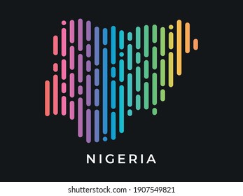 
Digital modern colorful rounded lines Nigeria map logo vector illustration design