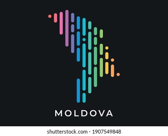 
Digital modern colorful rounded lines Moldova map logo vector illustration design