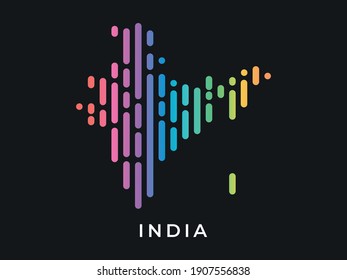 
Digital Modern Colorful Rounded Lines India Map Logo Vector Illustration Design