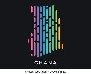 
Digital modern colorful rounded lines Ghana map logo vector illustration design
