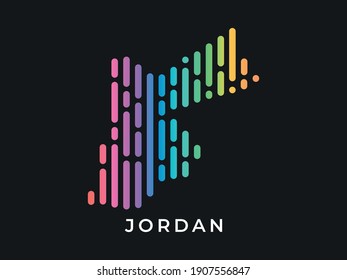 Digital modern colorful rounded lines Jordan map logo vector illustration design