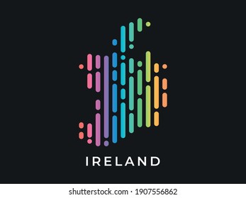 Digital modern colorful rounded lines Ireland map logo vector illustration design