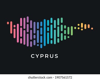 Digitale, moderne, bunte abgerundete Linien Zypern-Karte Logo Vektorgrafik-Design