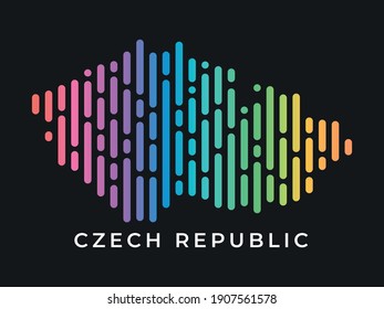 Digital modern colorful rounded lines Czech Republic map logo vector illustration design