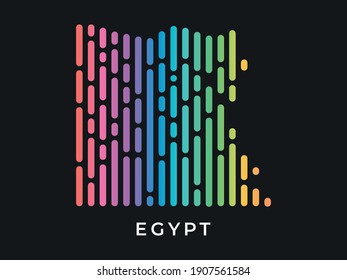 Líneas redondeadas de color moderno digital Diseño del mapa de Egipto