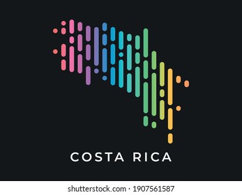 Digitale, moderne, bunte abgerundete Linien Costa Rica Karte Logo Vektorgrafik Design