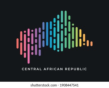 Digital modern colorful rounded lines Central African Republic map logo vector illustration design