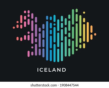 Líneas redondeadas de color moderno digital Diseño de mapas de Islandia logotipo vectorial