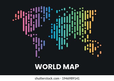 Líneas redondeadas de color moderno digital Diseño de ilustraciones vectoriales del logotipo World Map