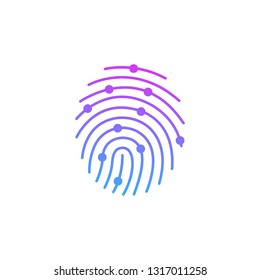 digital modern identify and measuring the bright fingerprint. security, password control through fingerprints in immersive technology future and cybernetic.