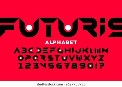 Digital. Fuente de píxeles de estilo moderno, letras del alfabeto y números Ilustración vectorial