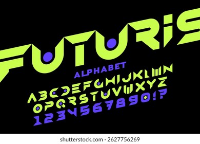Digital. Modern style pixel  font, alphabet letters and numbers vector illustration
