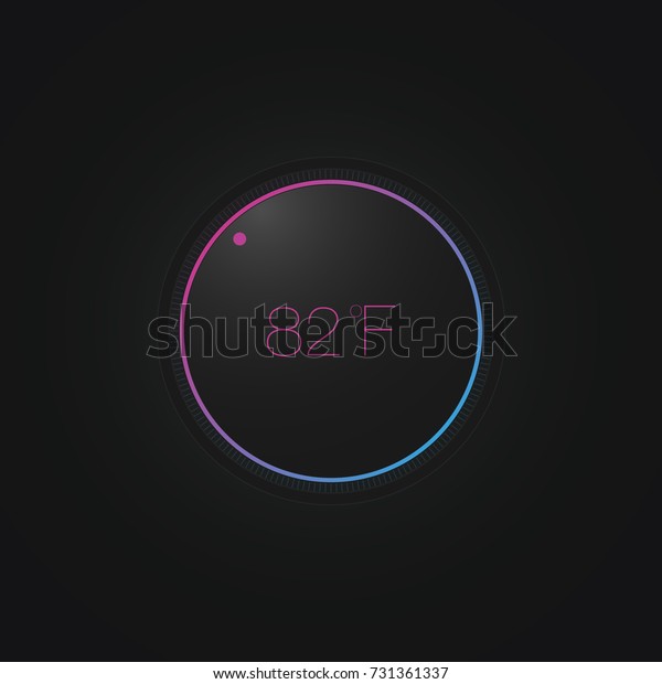 Digital Modern Thermostat On Dark Background 스톡 벡터(로열티 프리) 731361337