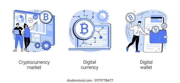 Ilustraciones de vectores conceptuales abstractas de dinero digital.