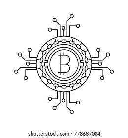 Digital money bitcoin outline icon