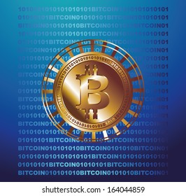 digital money Bitcoins vector art