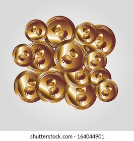 digital money Bitcoins vector art