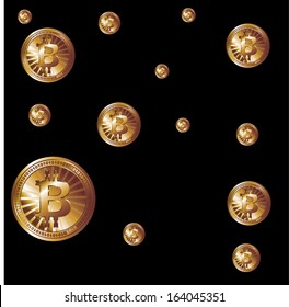 digital money Bitcoins vector art