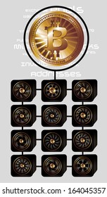 digital money Bitcoins vector art