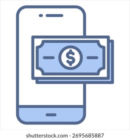Digital Money Blue Icon Vector Illustration