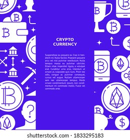 Digital money concept banner in flat style. Cryptocurrency banner with place for text. Bitcoin and altcoins symbols. Vector illustration.