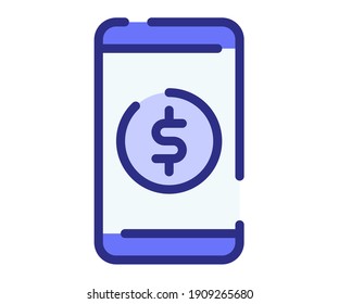 digital money cost single isolated icon with dashed line style