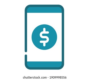 digital money cost single isolated icon with solid line style