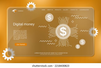 Dinero digital, ilustración de concepto de vector criptodivisa