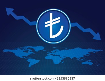 Digital Money Currency Lira . Digital Turkish Liras in world finance system. Digital Money Currency Vector Illustration