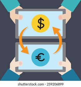 Digital money exchange, vector format 