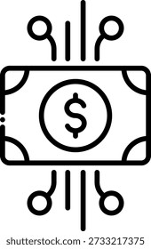 Icono de dinero digital, concepto de criptomoneda