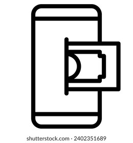 digital money icon line outline vector sign symbol graphic illustration

