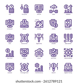 Digital Money Icon pack for your website, mobile, presentation, and logo design. Digital Money Icon line basic color design. Vector graphics illustration and editable stroke.