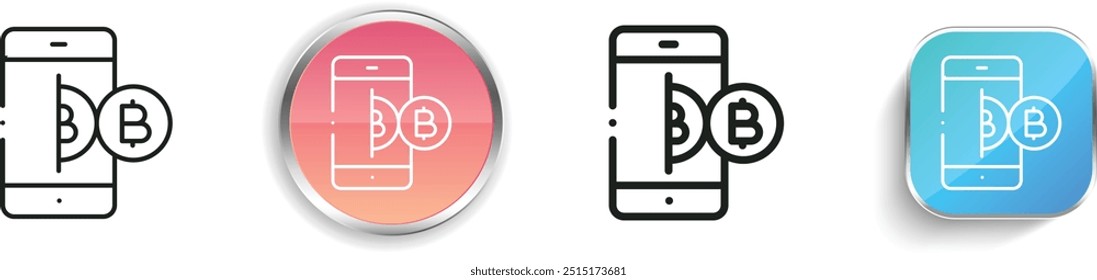 digital money icon. Thin Linear, Regular and Button Style Design Isolated On White Background