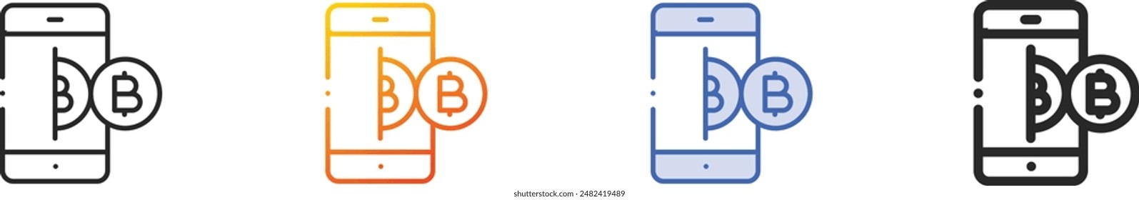 digital money icon.Thin Linear, Gradient, Blue Stroke and bold Style Design Isolated On White Background