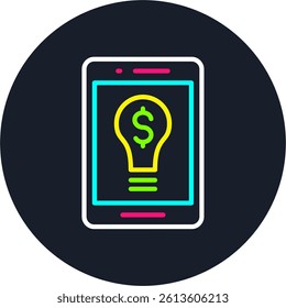 Digital Money Idea Line Multi Colour Circle