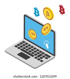 
Digital money in a laptop showing digital asset 
