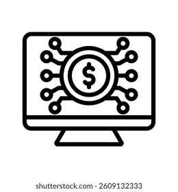 Digital Money Line Vector Illustration On White Background.
