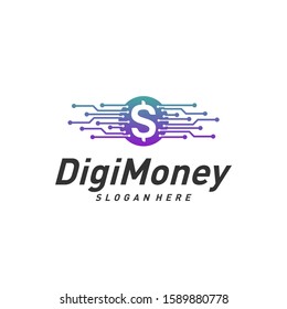 Digital money logo design concept vector, Simple Money Technology logo template, Icon Symbol, Creative design