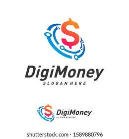 Digital money logo design concept vector, Simple Money Technology logo template, Icon Symbol, Creative design