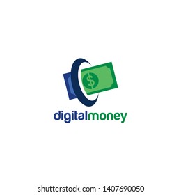 Digital Money Logo Design Vector Template
