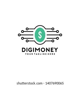 Digital Money Logo Design Vector Template