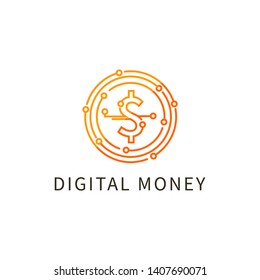 Digital Money Logo Design Vector Template