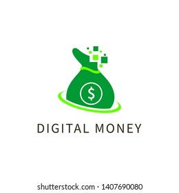 Digital Money Logo Design Vector Template