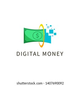 Digital Money Logo Design Vector Template