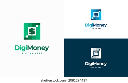 Dinero digital Diseños de logotipos vectores de concepto, icono del logotipo de pago digital