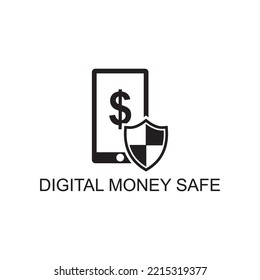 icono de seguridad de dinero digital, icono de tecnología